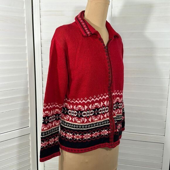 Christmas Sweater Jacket Small Vintage Ski Holiday 80s - Picture 5 of 14